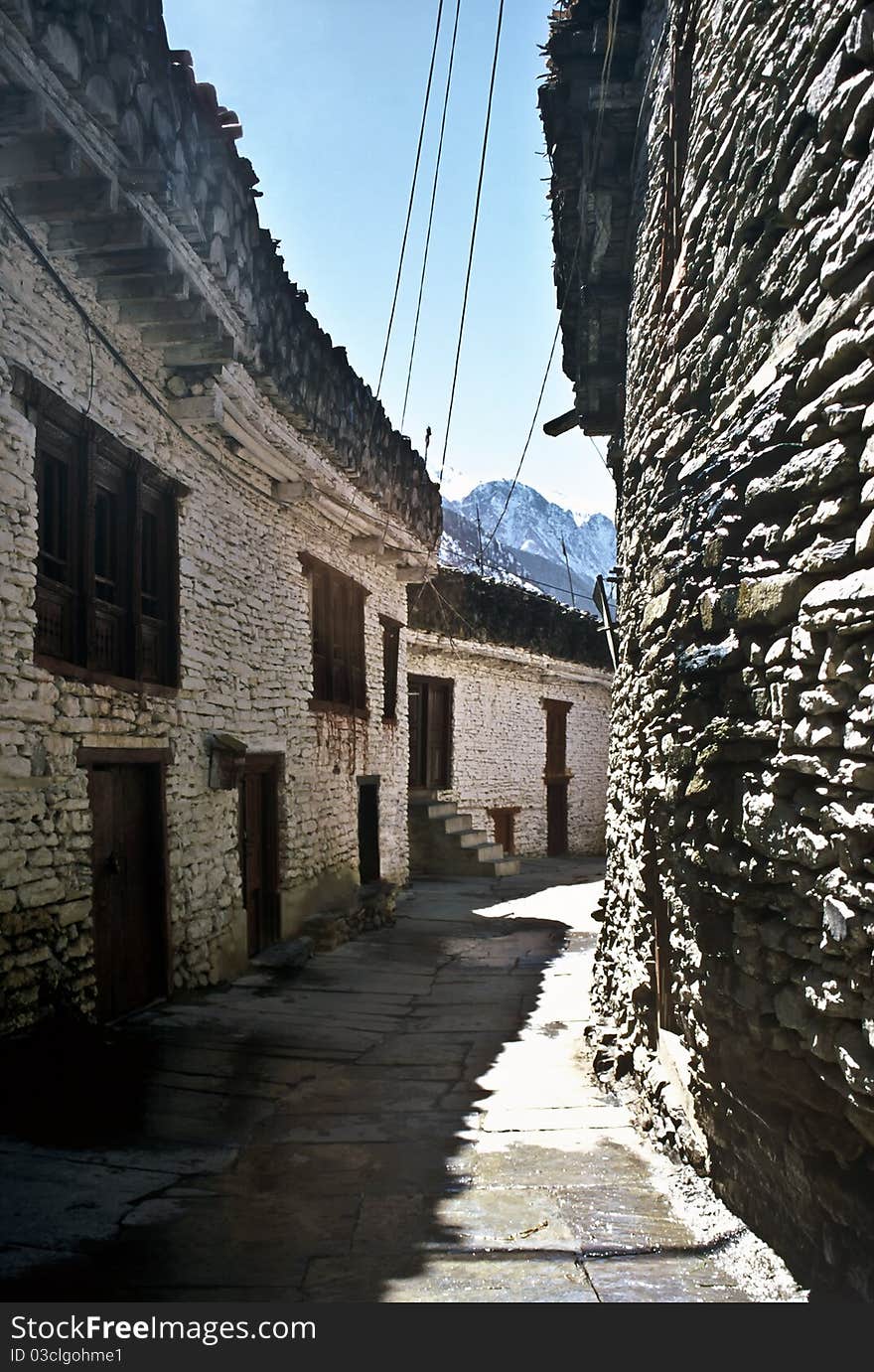 Old tibetan village in the Himalaya, Nepal. Old tibetan village in the Himalaya, Nepal