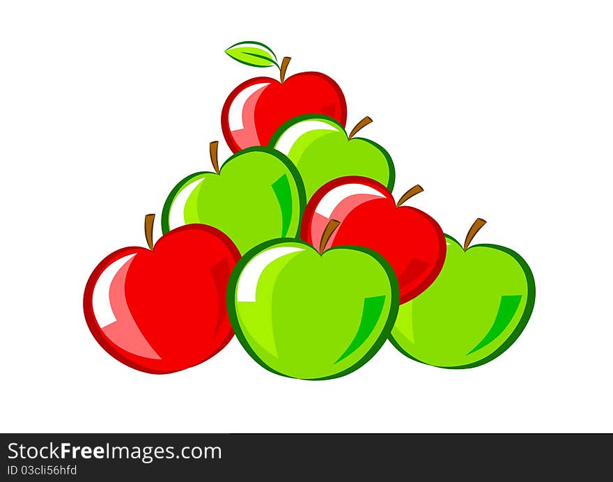 Pile of apples on a white background