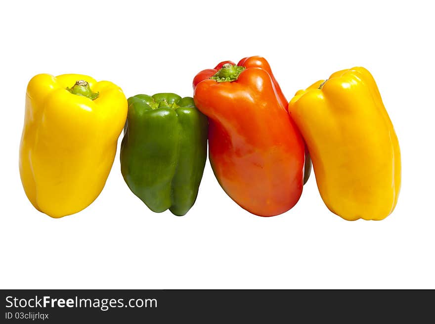 Bell peppers isolated on white with clipping path included.