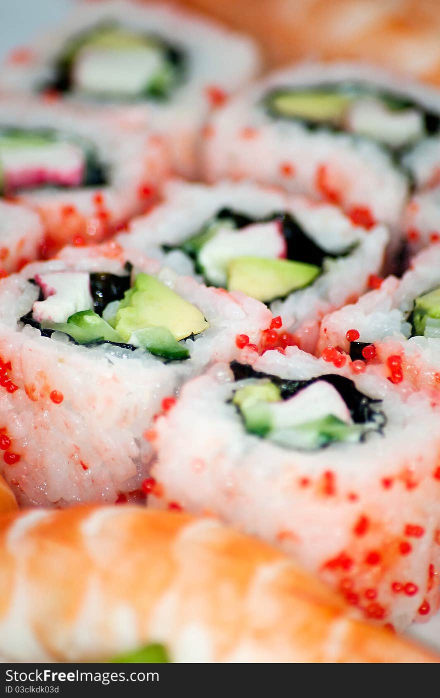 Closeup japanese sushi. Can be used as a background. Closeup japanese sushi. Can be used as a background.