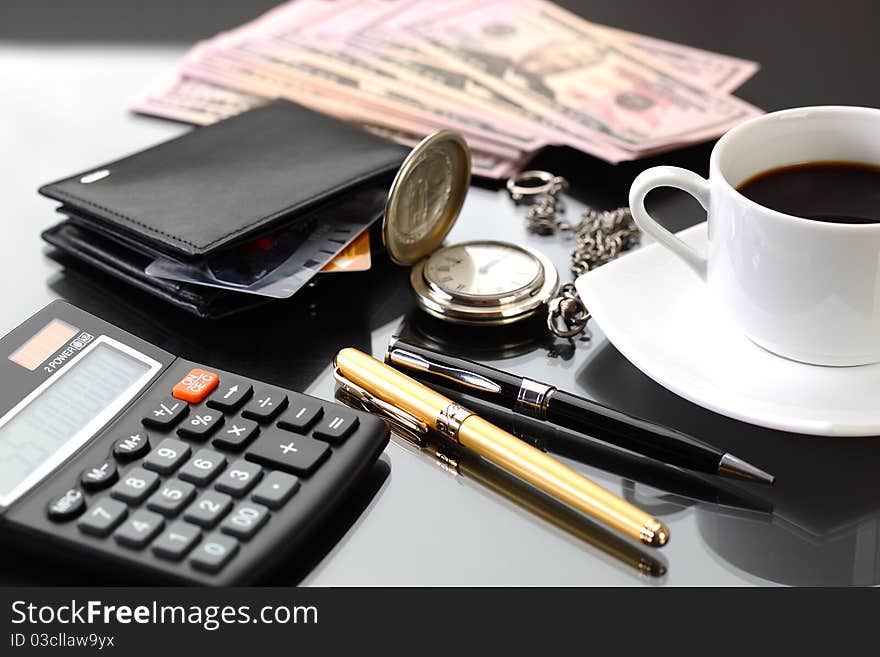 Financial charts and graphs on the table. Financial charts and graphs on the table