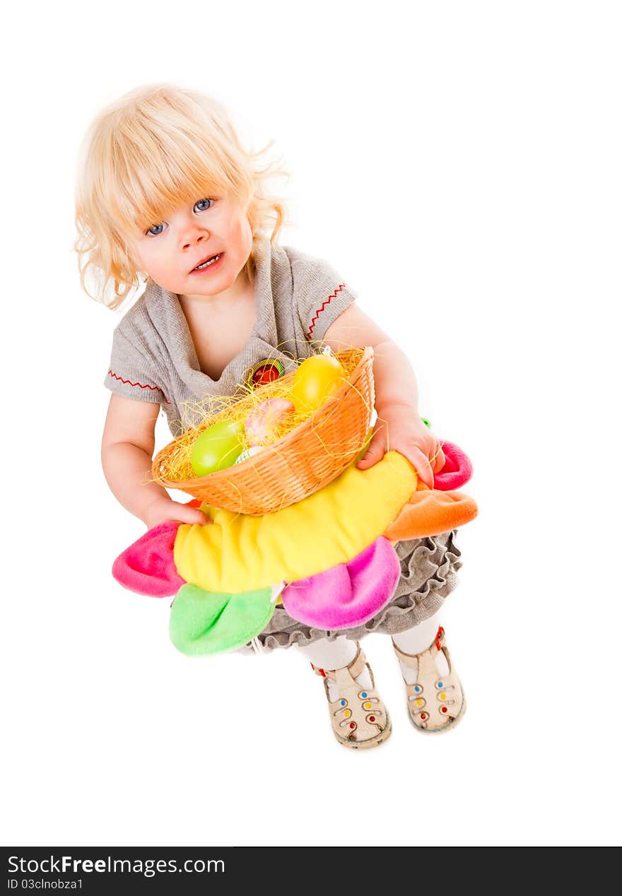 Little girl with easter eggs