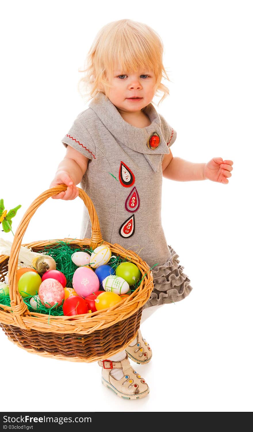 Little girl with easter eggs