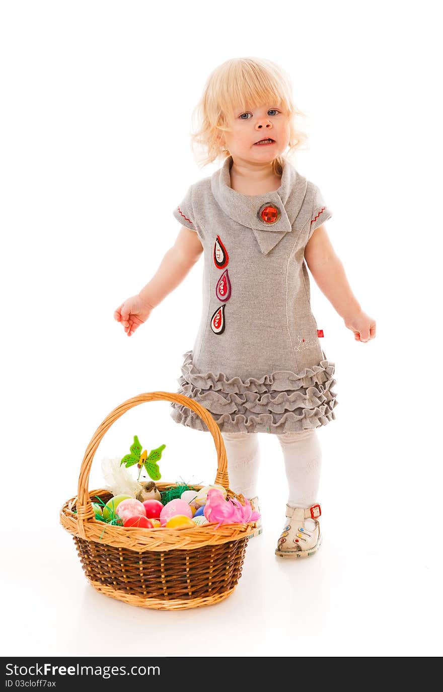 Little girl with easter eggs