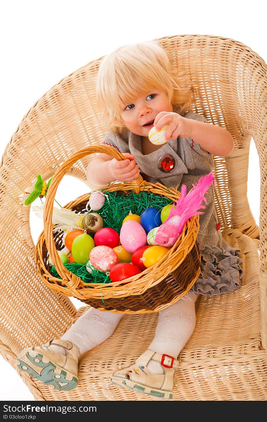 Little girl with easter eggs