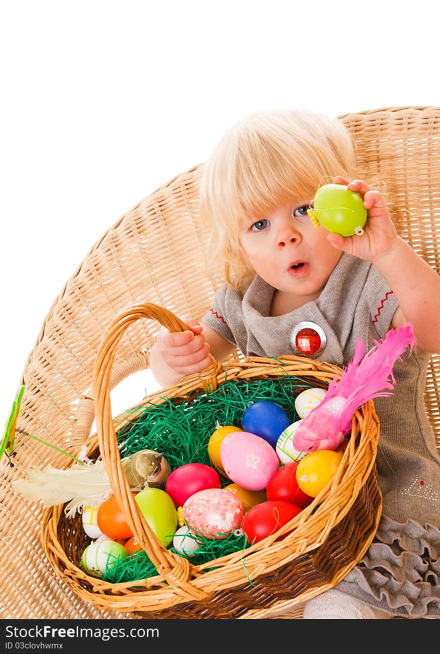 Little Girl With Easter Eggs