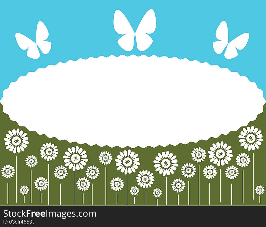 Background with flowers and butterfly