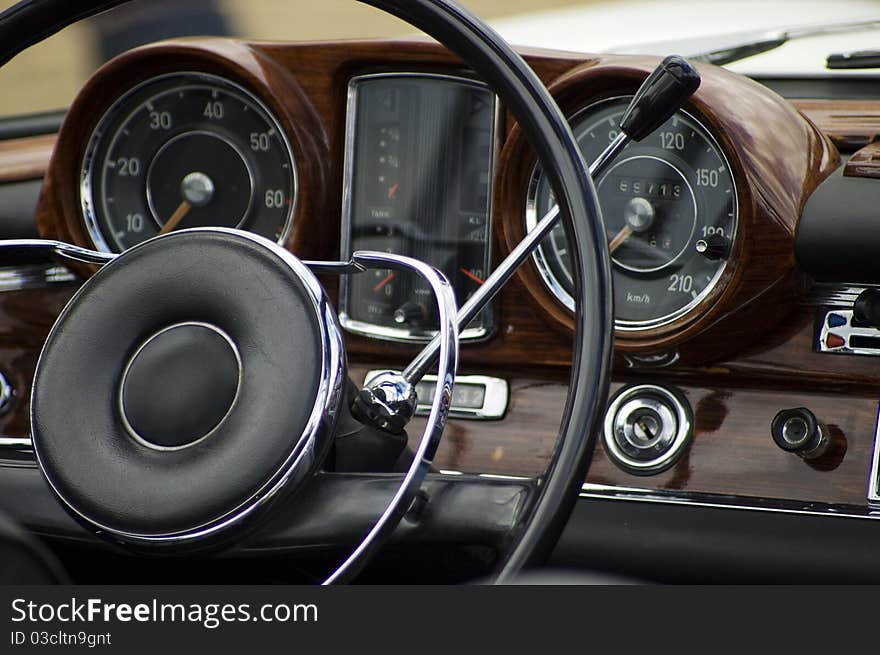 Interior of the old car. Interior of the old car