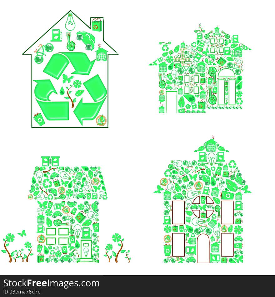 Collection of green ecology house