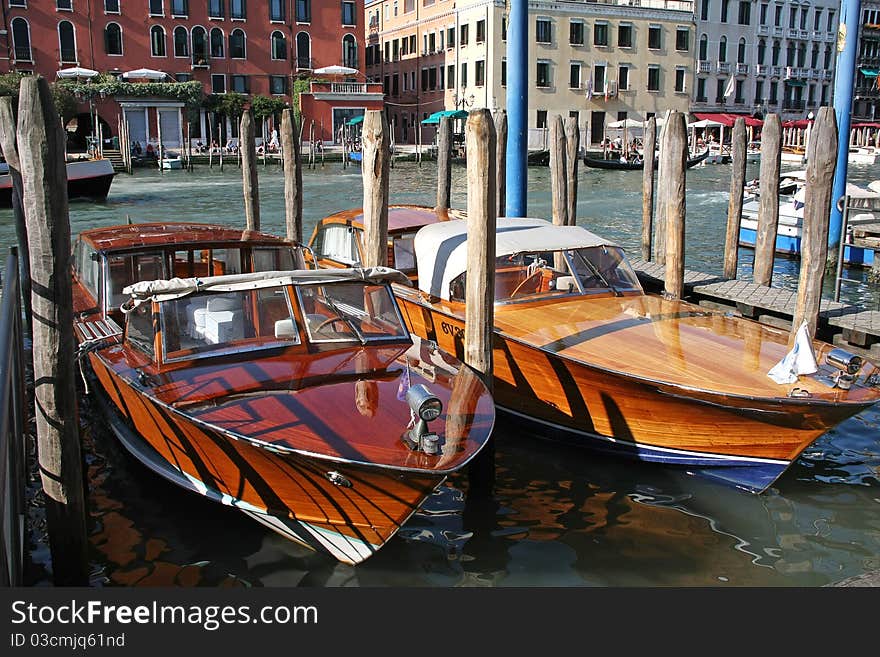 Two New Boats Made Fast On Grand Canal, Venice