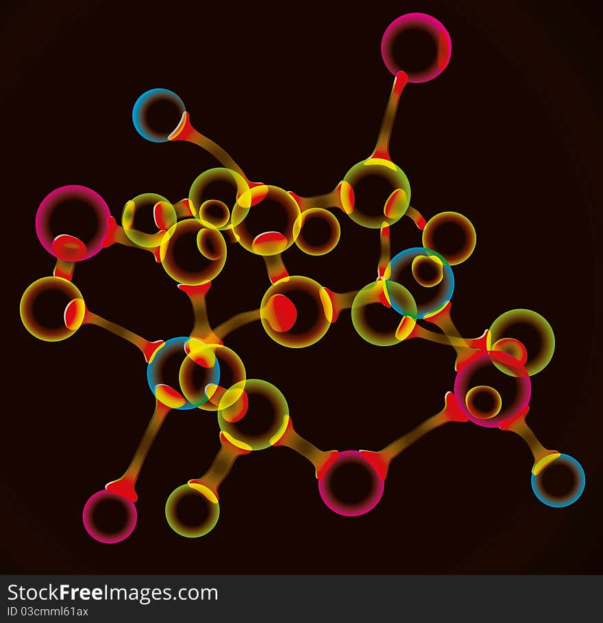 Color shine molecule over dark. Color shine molecule over dark