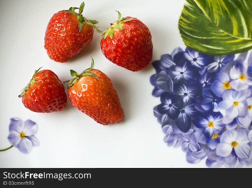 Fresh strawberries on a plate. Fresh strawberries on a plate