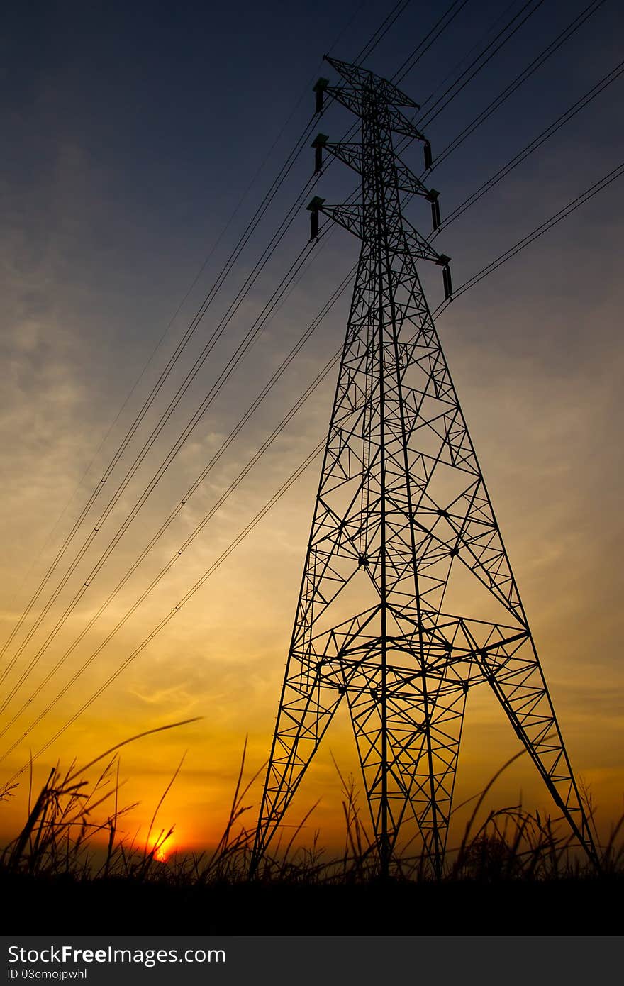 Electric Pillar At Sunset