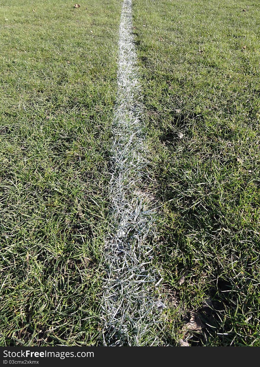 Perspective shot of a sports pitch white line