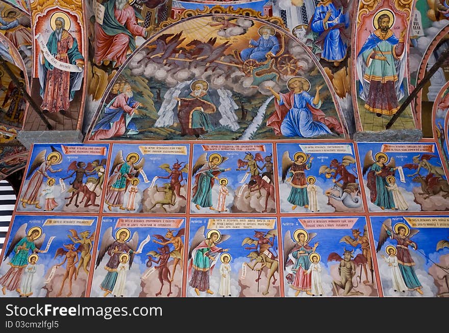 Fresco of Rila Monastery in Bulgaria