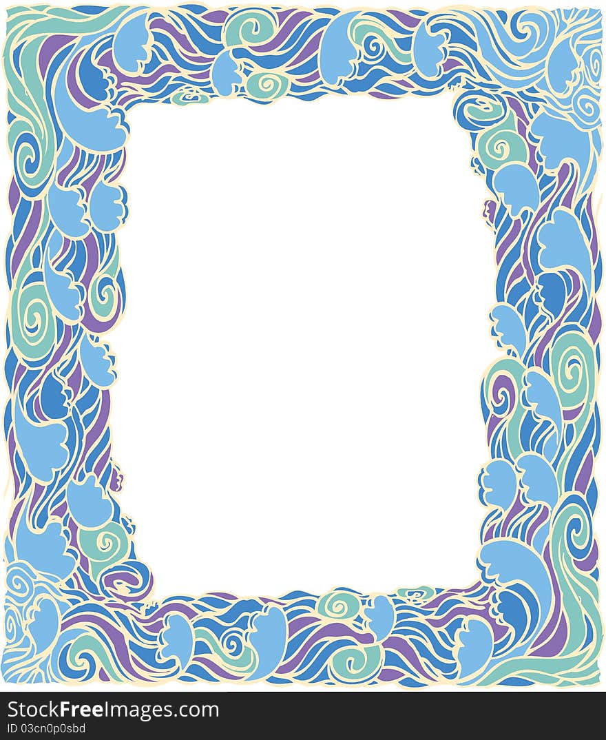 Frame with abstract wave decoration.Vector background