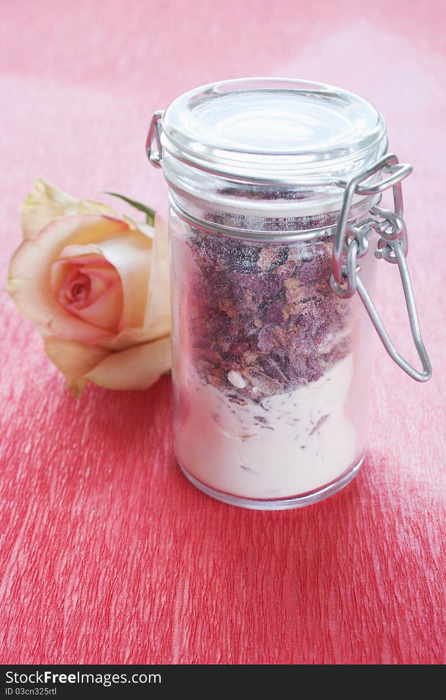 Dried Rose Petals In A Jar