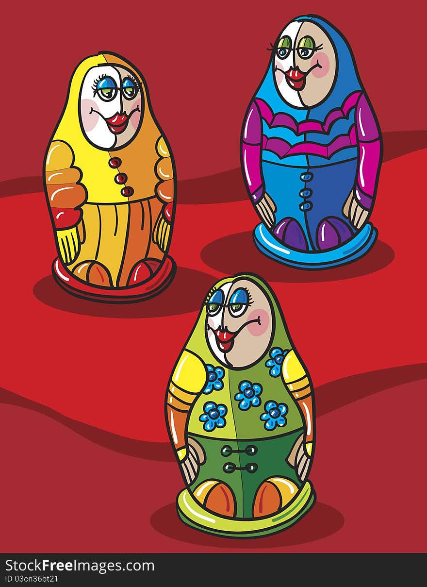 Matrioshca dolls, abstract vector art illustration