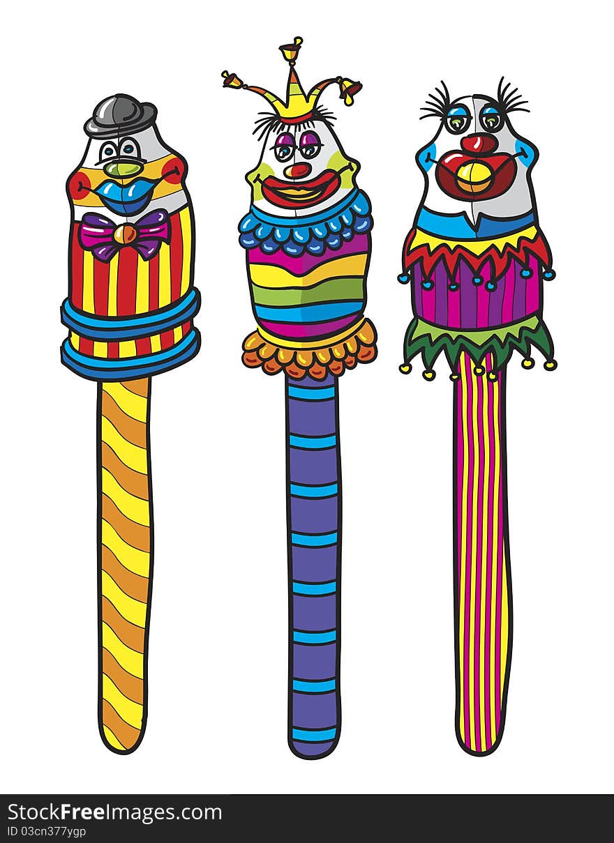 Clown lollypops, abstract vector art illustration