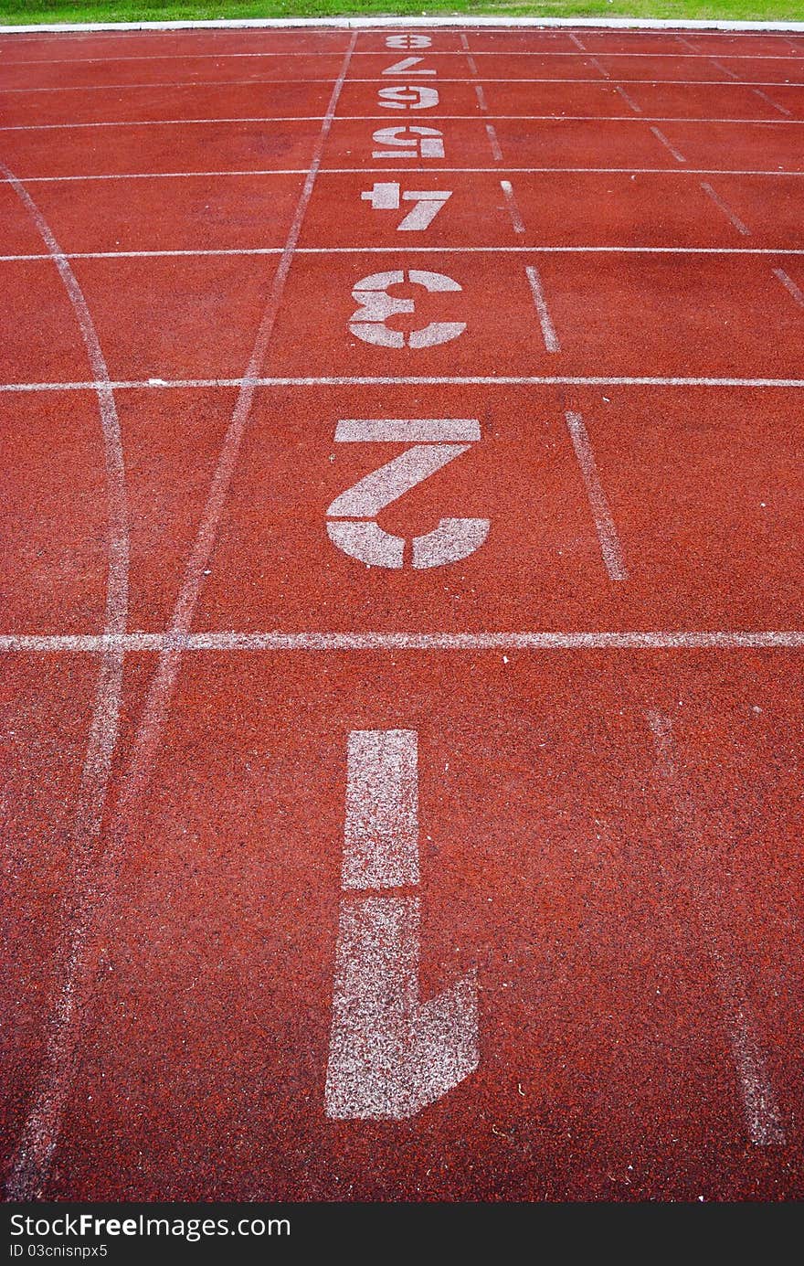 Number and running track in stadium