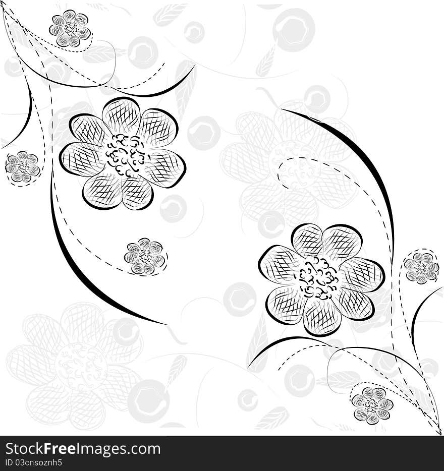 Beautifull decorative flower background on white