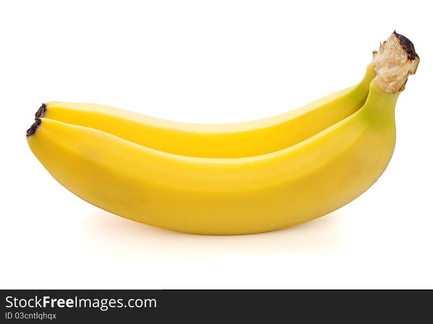 Ripe bananas on white background