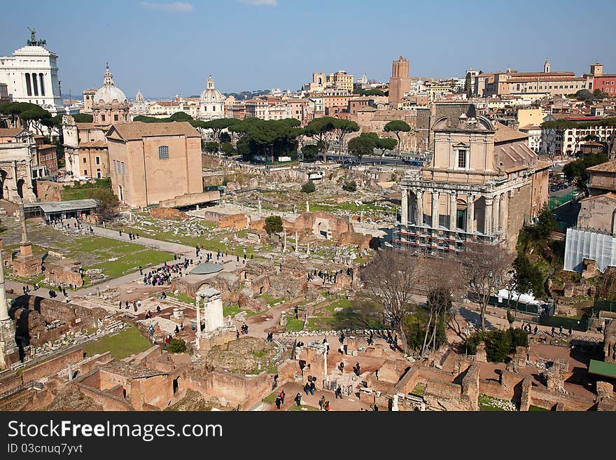 Ruins of the forum in Rome, Italy