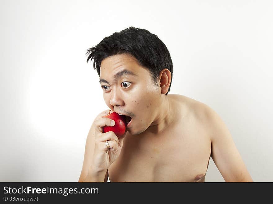 Biting apple