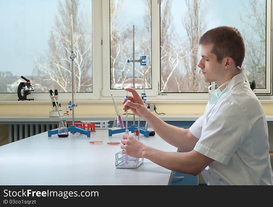 Young student research in the laboratory. Young student research in the laboratory