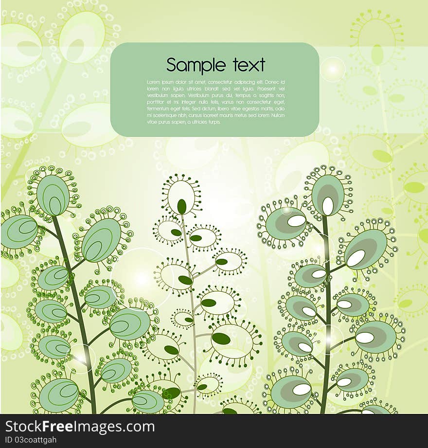 Green vector background with abstract fantastic plants. Green vector background with abstract fantastic plants