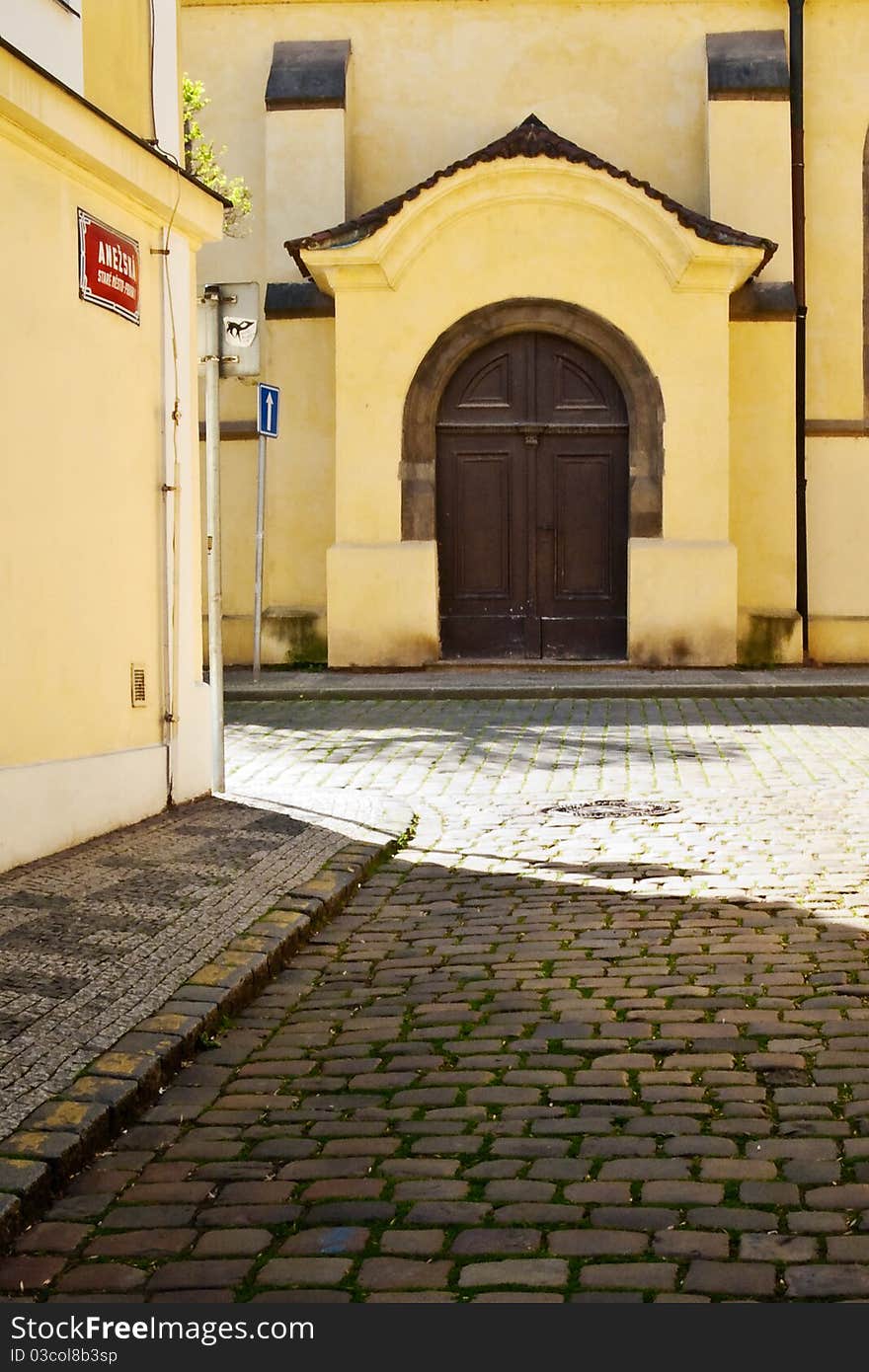 Deserted street in an old town. Prague. Czechia. Deserted street in an old town. Prague. Czechia