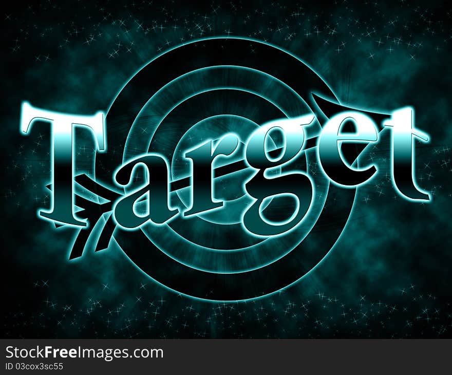 Gradient inscription target on a dark background with an abstract target and the arrow