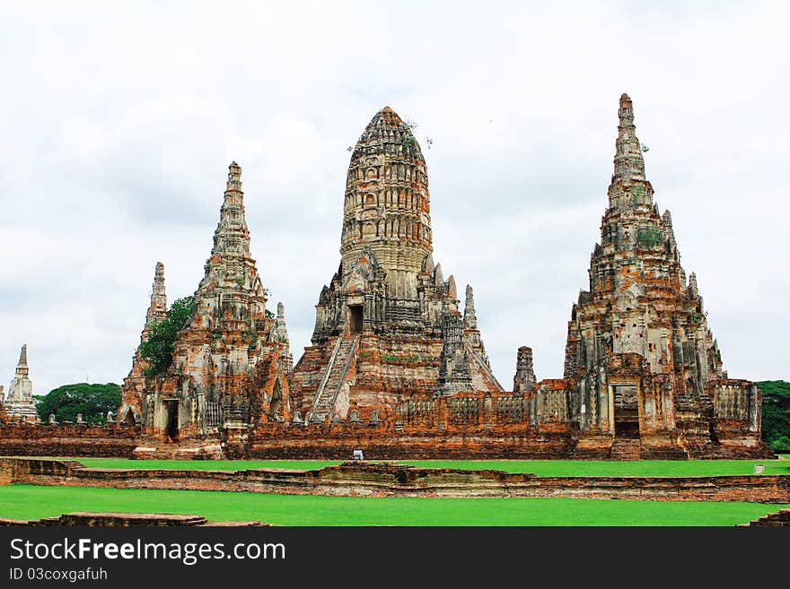 Chaiwatthanaram temple is an imposing monastery located in the west of Ayutthaya on the Chao Phraya River. It was built by King Prasat Thong in 1630 and its architecture is similar to that of Angkor Wat in Cambodia and it may have been built to commemorate the King’s victory over Thailand’s neighbour. The temple comprises a main ‘prang’ (or tower) which is 35 meters tall surrounded by a series of smaller prangs situated alongside a gallery containing over 100 Buddha images. The temple is spacious and its well-kept grounds are peaceful. Well worth a visit if history and culture are your interest. Chaiwatthanaram temple is an imposing monastery located in the west of Ayutthaya on the Chao Phraya River. It was built by King Prasat Thong in 1630 and its architecture is similar to that of Angkor Wat in Cambodia and it may have been built to commemorate the King’s victory over Thailand’s neighbour. The temple comprises a main ‘prang’ (or tower) which is 35 meters tall surrounded by a series of smaller prangs situated alongside a gallery containing over 100 Buddha images. The temple is spacious and its well-kept grounds are peaceful. Well worth a visit if history and culture are your interest.