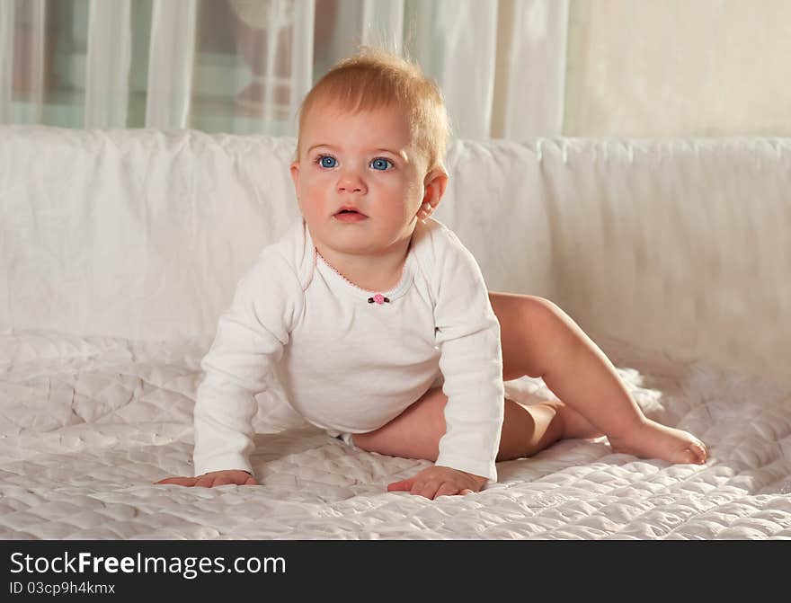 Closeup portrait of cute baby girl