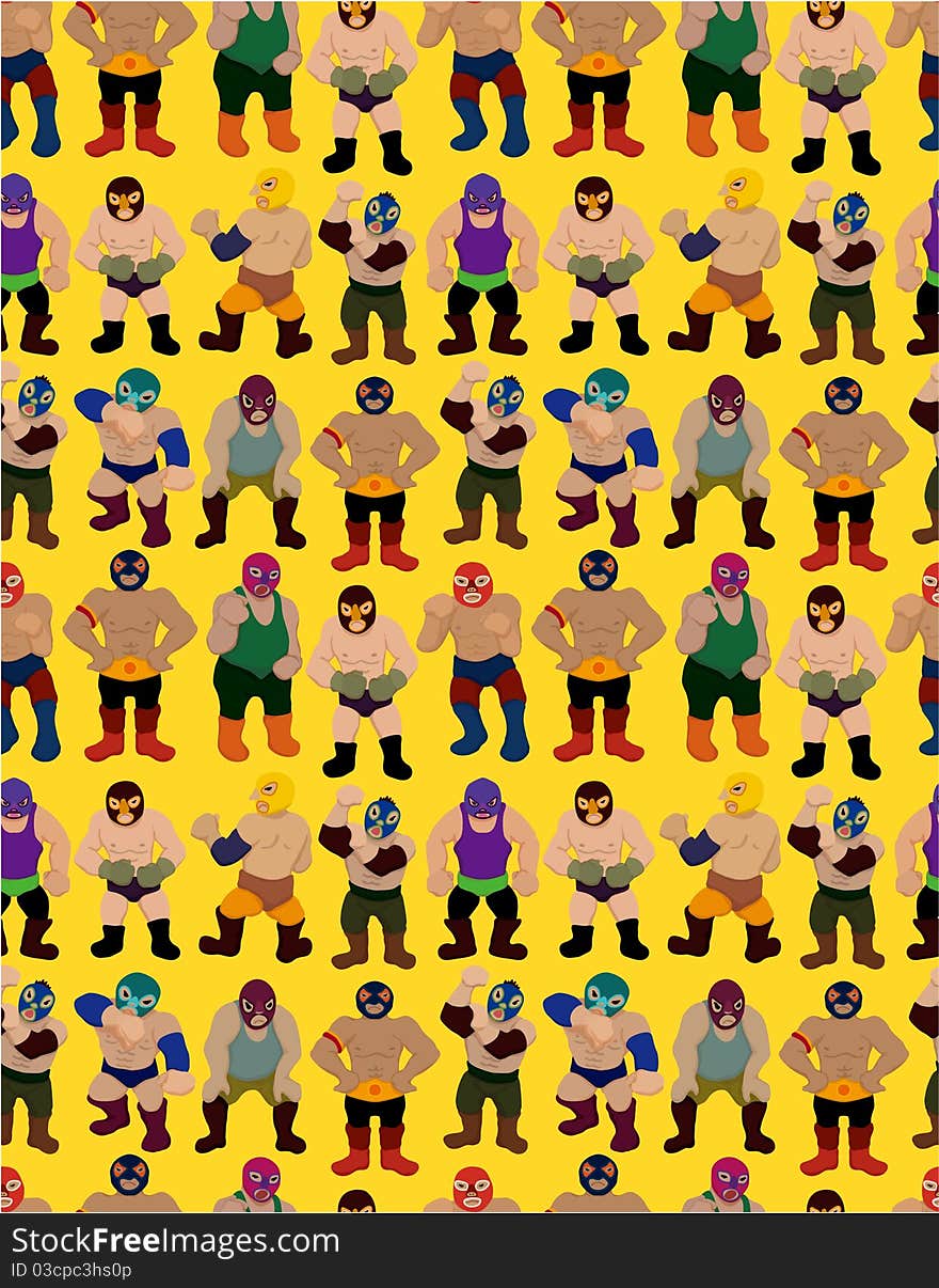 Seamless wrestler pattern,vector drawing