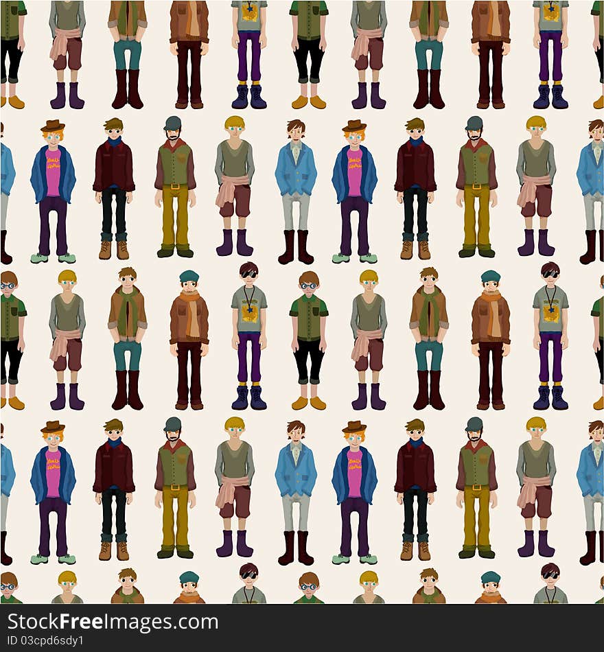 Seamless young boy pattern,vector drawing