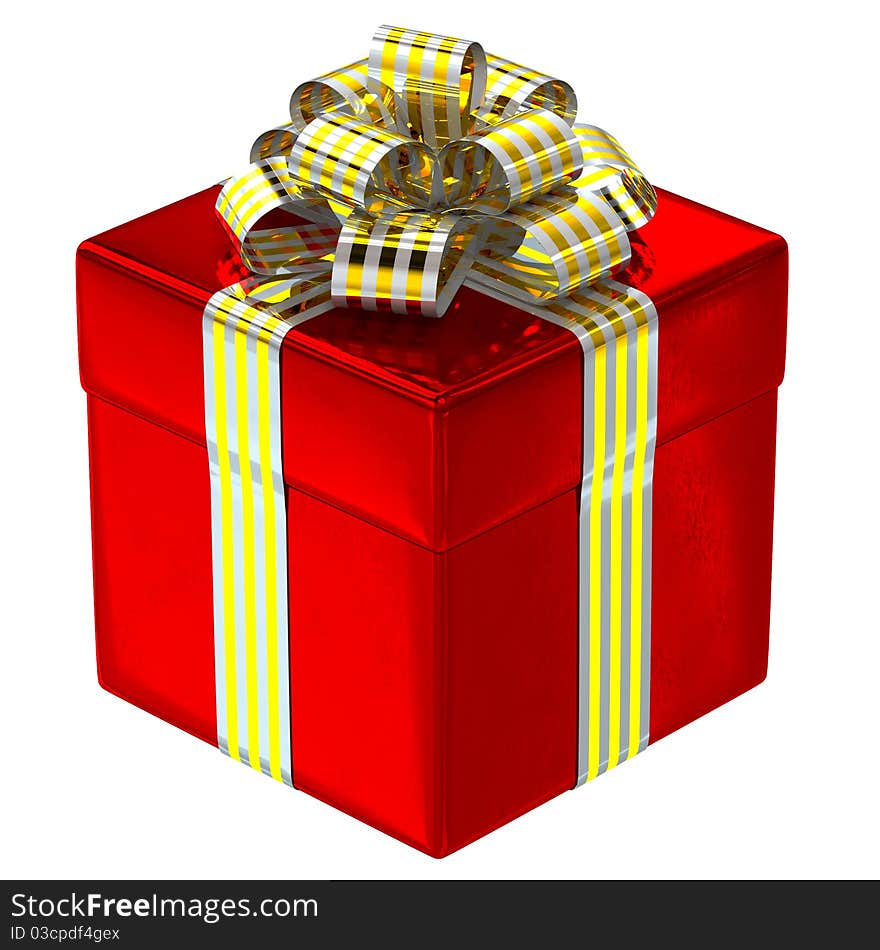 Red gift box isolated. 3d generated