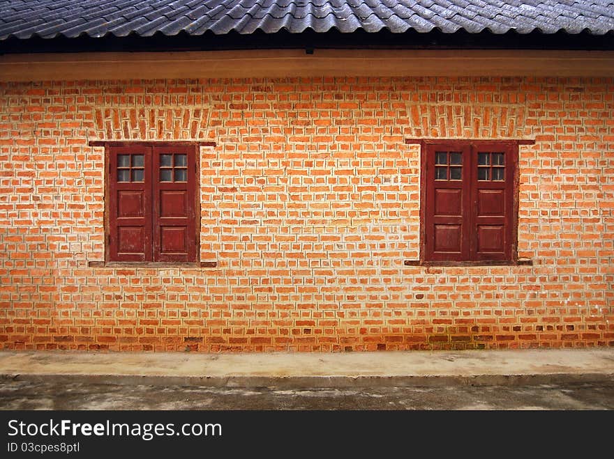 Window in a red brick wall