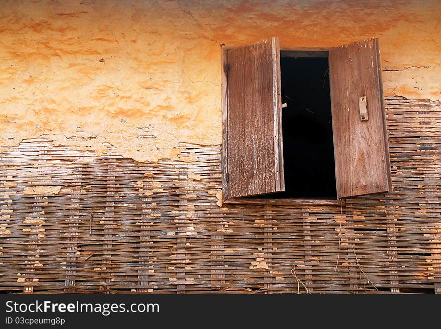 Window on wall old wood