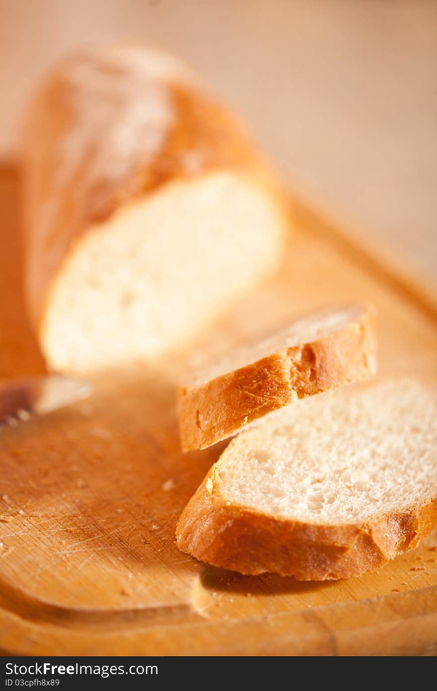 Crusty Slices Of Fresh Baguette