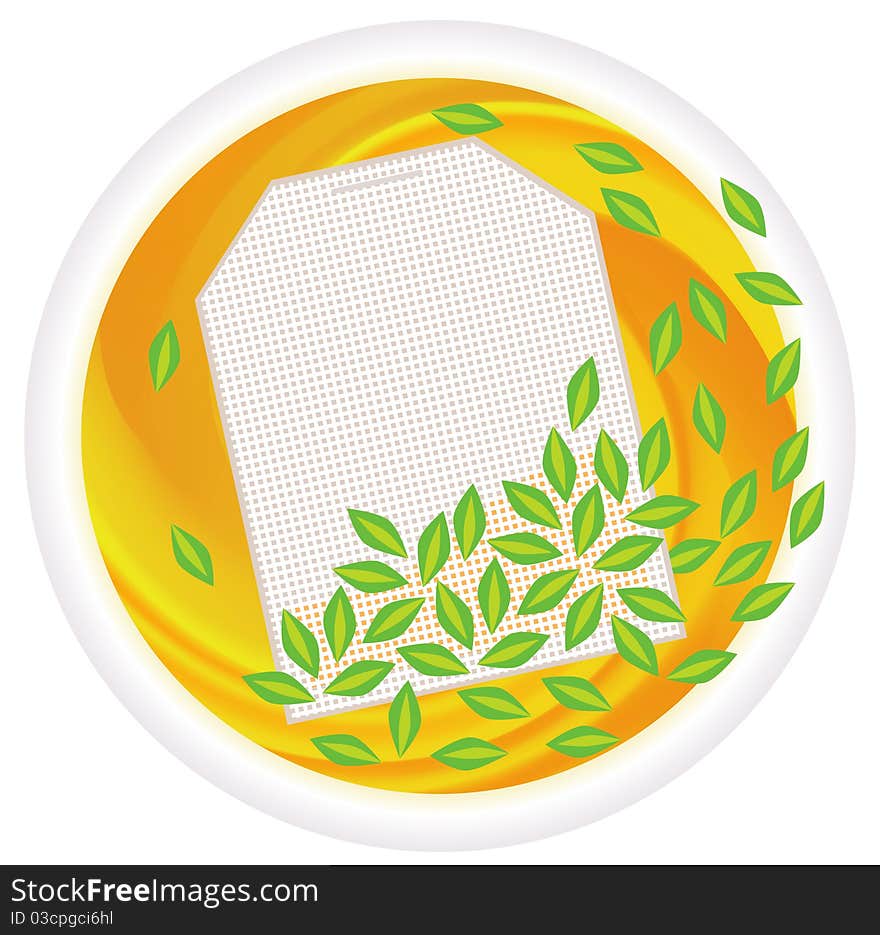 Tea bag and a cup. Vector Illustration.