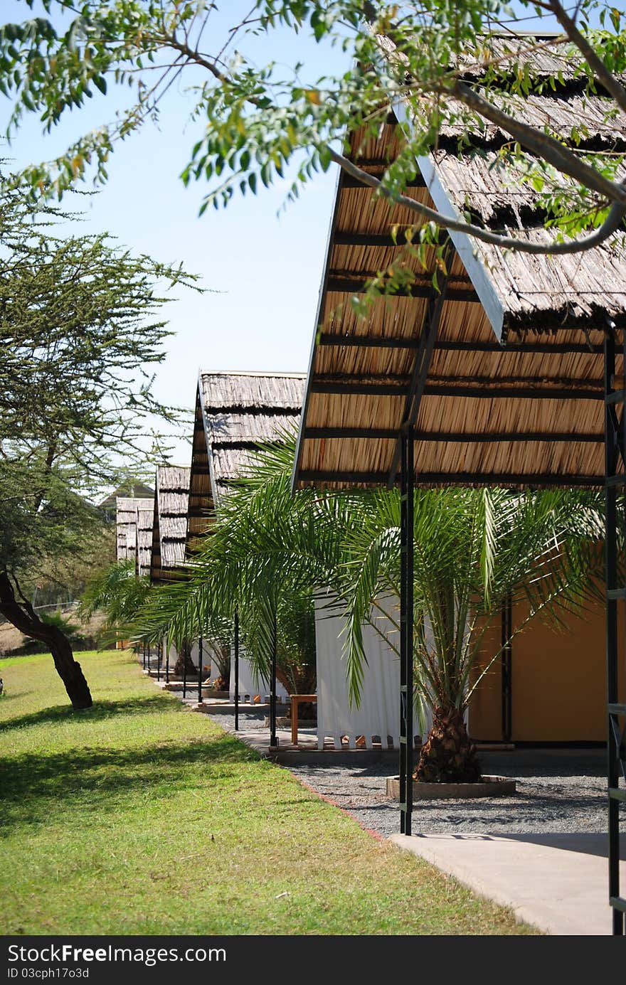 Huts by langano lake Ethiopia