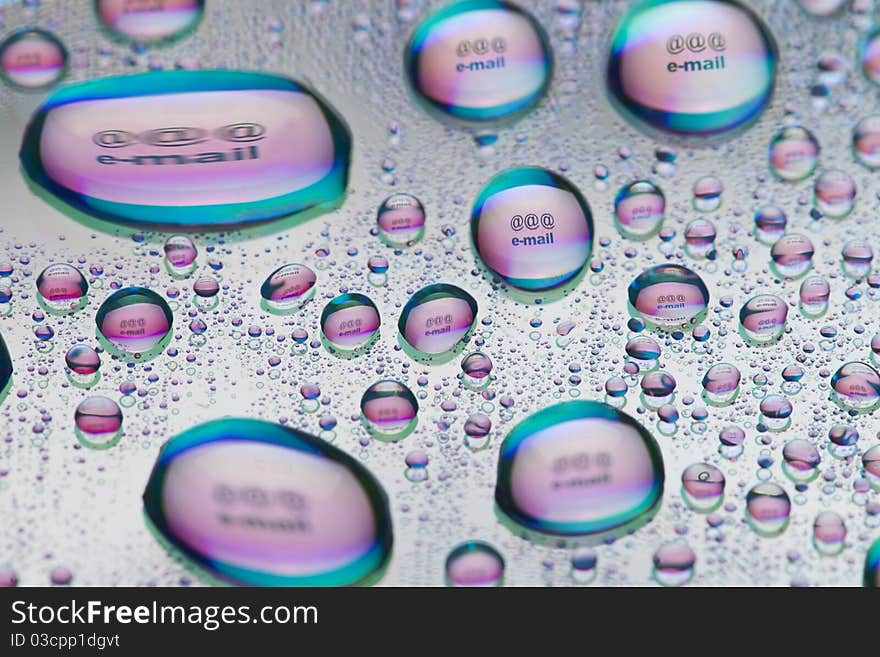 E-mail placed inside a water droplet