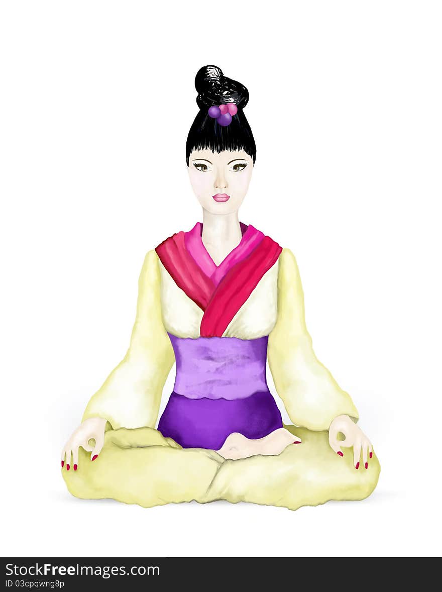 Young girl in lotus position