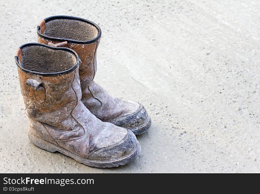 Old brown work boot