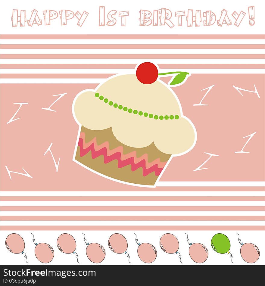 Cute greeting card with delicious muffin. Cute greeting card with delicious muffin