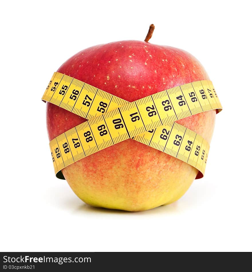 Red apple with measurement.