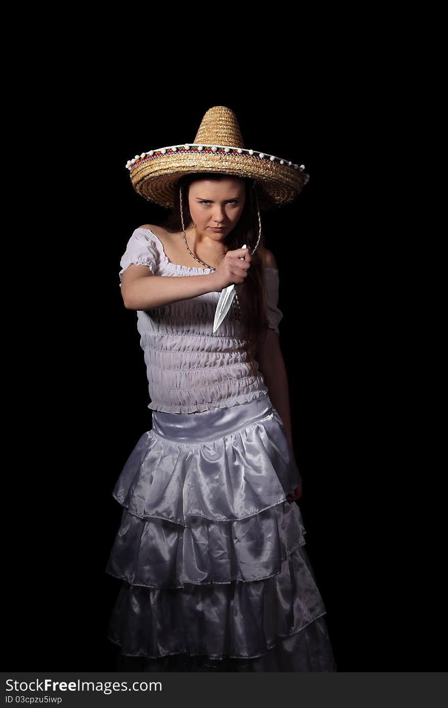 Mexican girl with a knife