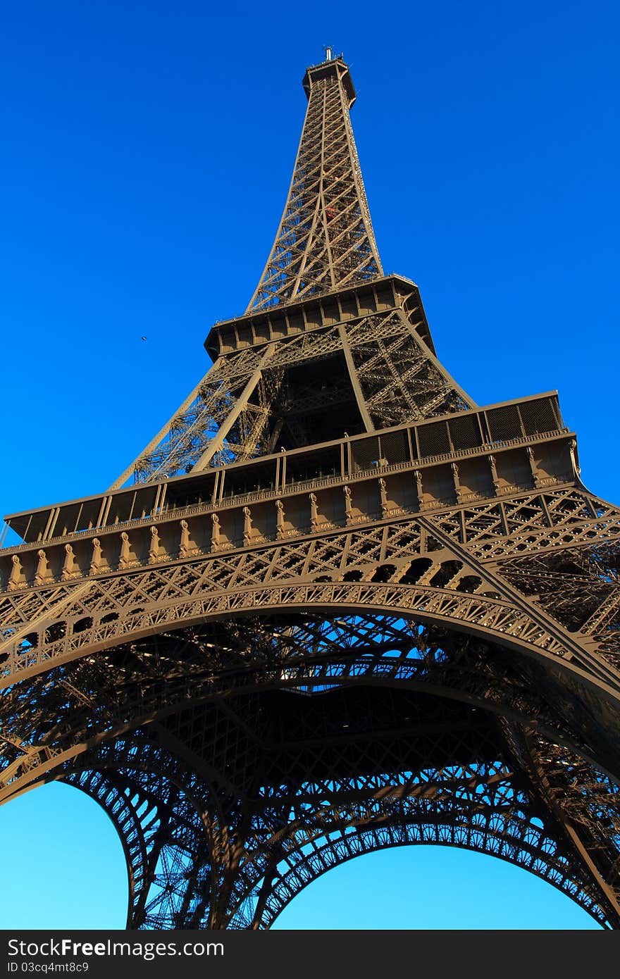 Eiffel Tower in Paris France with blue sky