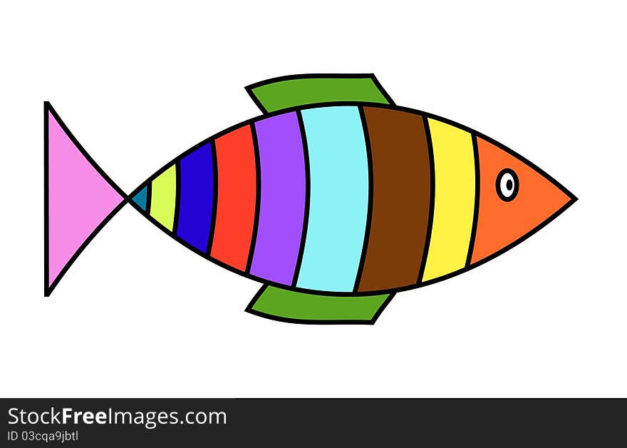 Illustration of a simplistic colourful fish. Illustration of a simplistic colourful fish